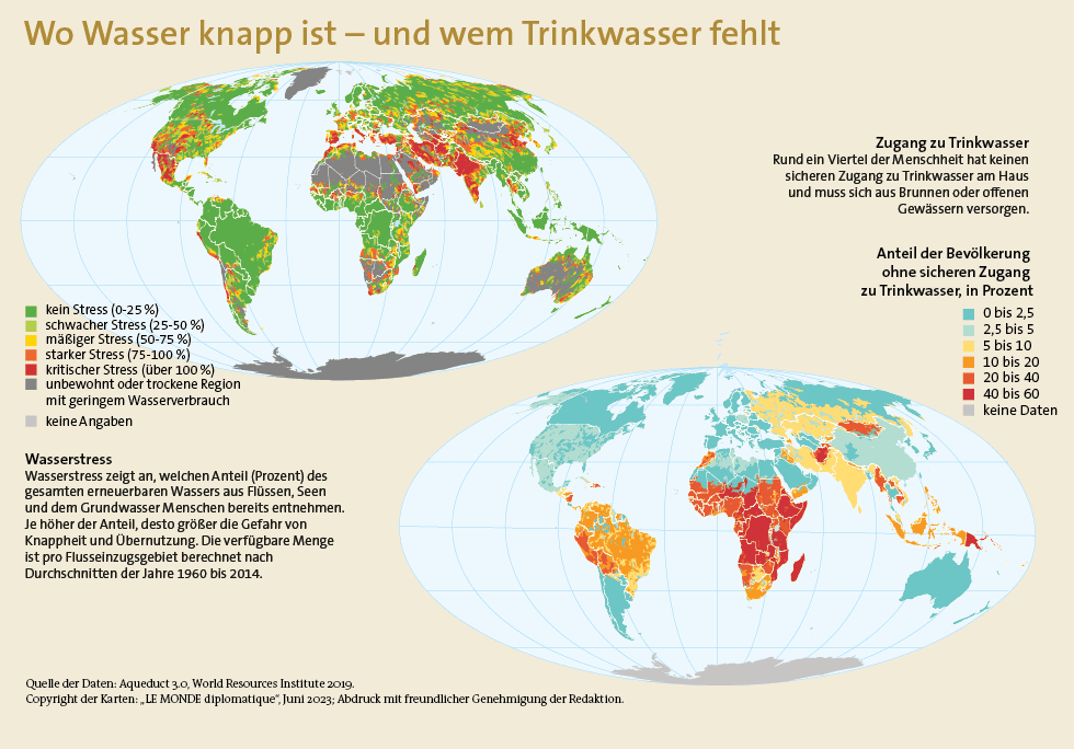 Weltkarte zu Wasserknappheit